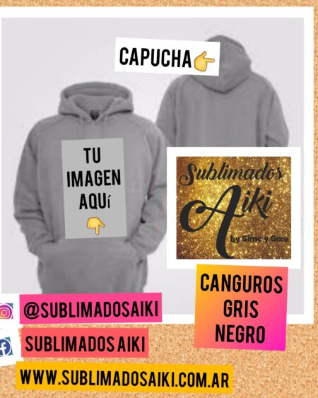 BUZOS ADULTO CANGUROS GRIS - DOBLE FRISA