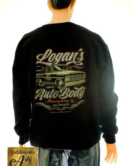 BUZO NEGRO PERSONALIZADO FRISA ESTAMPA A UN COLOR